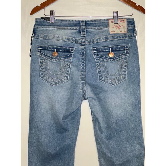 NWT True Religion Billie Big T Stitch Mid Rise Straight Jeans Size 29 - Picture 7 of 16